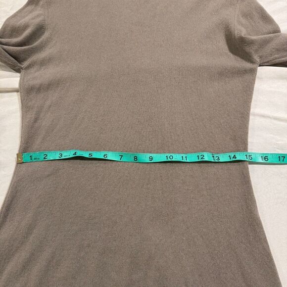 Saks Fifth Avenue mocha 100% cashmere zip mockneck sweater Women’s M minimalist - Picture 6 of 8